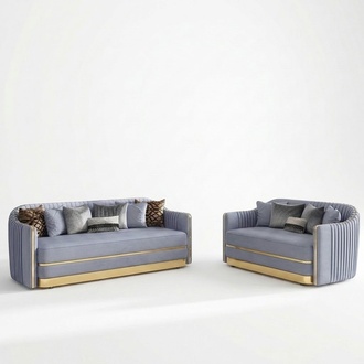 Klassische Designer Couch Sitz Polster Garnitur 3+2 Sitzer Sofa Samt Luxus