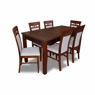 Klassische Designer Esszimmer Garnitur Holz Tisch + 6 Stühle Stuhl Garnitur Neu