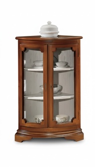 Klassische Eck Vitrine Glas Schrank Wohnzimmer Schaufenster Luxus Braun Vitrinen