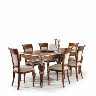 Klassische Set Esstisch + 6x Stühle Garnitur Tische Esszimmer Gruppe Neu