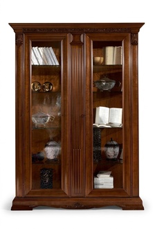 Klassische Vitrine Schrank Vitrinenschrank Vitrinen Glasschrank Barock Rokoko Massivholz