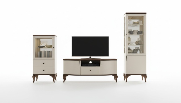 Klassische Wohn Wand Wohnzimmer Vitrine Sideboard RTV Regal Wände