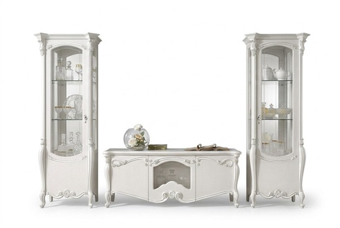 Klassische Wohn Wand Wohnzimmer Vitrine Sideboard RTV Regal Wände Schrank 3tlg.