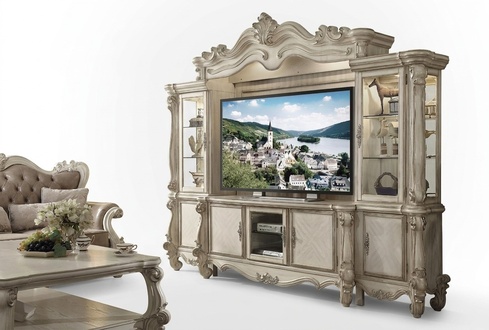 Klassische Wohnwand TV Wand Holz Stil Barock Regal Wohnzimmer Möbel