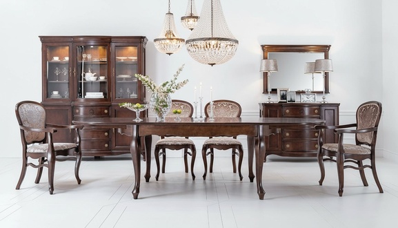 Klassischer Antik Stil Esstisch Wohnzimmer Holz Tische 100x190/270cm XXL