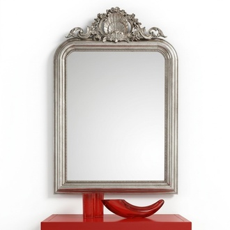 Klassischer Design Spiegel Wandspiegel Barock Rokoko Luxus Möbel Holz Rahmen Silber
