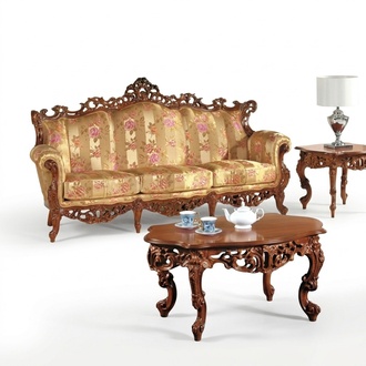 Klassischer Dreisitzer 2tlg Sofa Couchtisch Set Klassische Italienische Möbel