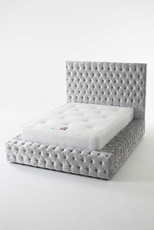 Klassischer Englischer Stil Bett Doppel Textil Chesterfield Betten 160x200cm