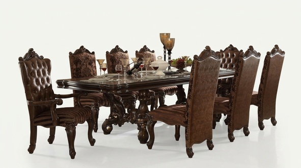 Klassischer Esstisch Tisch Holz Esszimmer Garnitur 8x Stuhl Set Stühle 9 tlg.Set