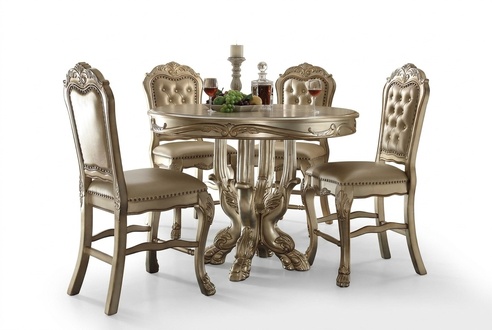 Klassischer Esstisch Tisch Holz Esszimmer Garnitur 4x Stuhl Set Stühle