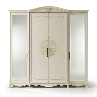 Klassischer Kleiderschrank Möbel Naturholz Schränke Schlafzimmer Design Weiß Neu