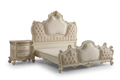 Klassisches Bett Barock Rokoko Chesterfield Stil Doppel Leder Hotel Antik