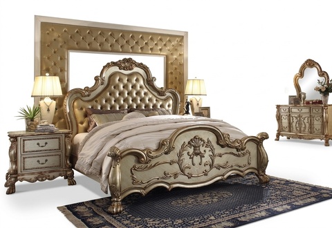 Klassisches Bett Barock Rokoko Chesterfield Stil Doppel Leder Hotel Antik