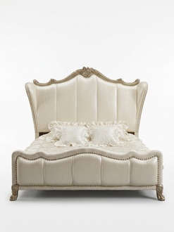 Klassisches Bett Barock Rokoko Chesterfield Stil Doppel Leder Hotel Antik BettenA
