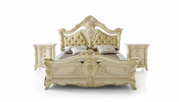 Klassisches Bett Luxus Chesterfield Holz Schlafzimmer Hotel Barock Möbel Betten