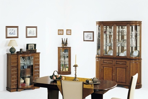 Klassisches Set Vitrine Esszimmer Eckvitrine Großes Buffet Komplett 3tlg