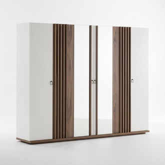 Kleiderschrank 6 türiger Schrank Schränke Schlafzimmer Möbel Spiegelschrank