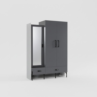 Kleiderschrank Grau Garderobe Schränke Schlafzimmer Holz Möbel Einrichtung 134cm