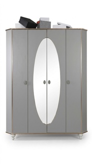 Kleiderschrank Schlafzimmer Schrank Holz Schränke mit Spiegel Gold Grau
