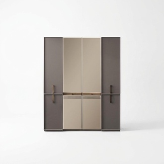 Kleiderschrank Schlafzimmerschrank Schrank Holzschrank Grau Spiegel