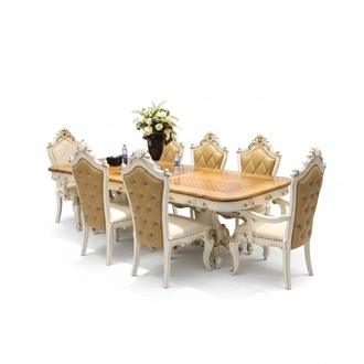 Königlicher 7tlg. Esszimmer Garnitur Set Barock Rokoko Tisch 6x Stühle