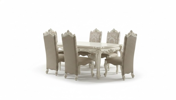 Königlicher 7tlg. Esszimmer Garnitur Set Barock Rokoko Tisch 6x Stühle