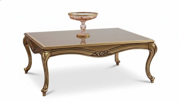 Königlicher Couchtisch Gold Brauner Tisch Barock Rokoko Couchtische Holz