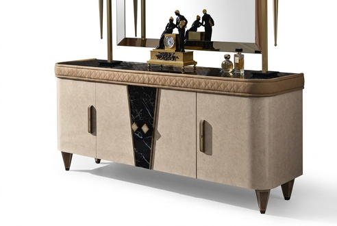 Kommode Anrichte Sideboard Beige Sideboards Massivholz Schrank Möbel Kommoden