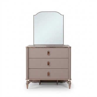 Kommode Garnitur mit Spiegel Holz Kinderzimmer Beige Konsole Set
