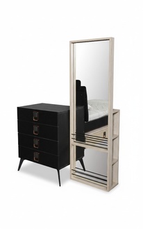 Kommode mit Spiegel Jugendzimmer Schwarz Möbel Holz Regal Kommoden Neu