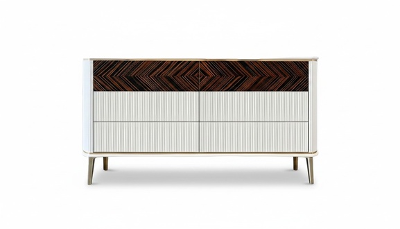Kommode Schlafzimmer JV Möbel Flügeltür Design Italienische Braun Elegantem Neu
