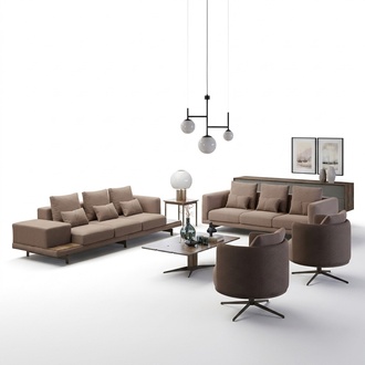 Komplett 6tlg Braun Einrichtung 2x Sofa Dreisitzer Couch Polstermöbel 2x Sessel