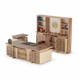Komplett Arbeitszimmer Bürotisch Bürostuhl Bücherregal Sideboards Braun