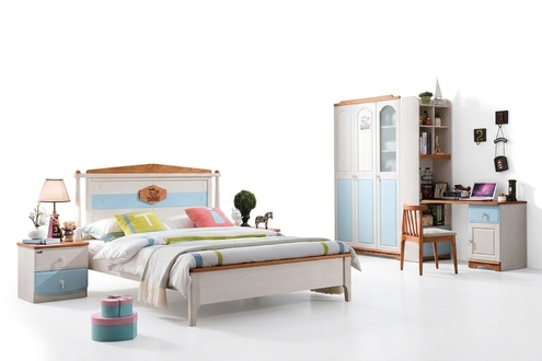 Komplett Jugendzimmer Kinderzimmer Set Bett Kleiderschrank Kommode 5tlg Echtholz