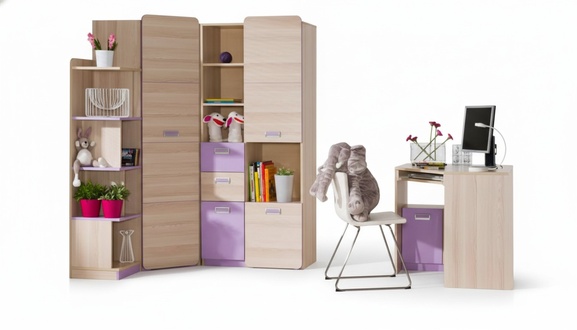 Komplett Jugendzimmer Kinderzimmer Set Bett Kleiderschrank Kommode