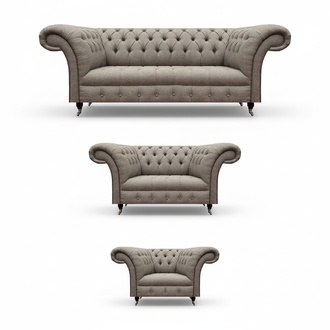 Komplett Möbel Sofagarnitur 3+2+1 Sitzer Wohnzimmer Grau Textil