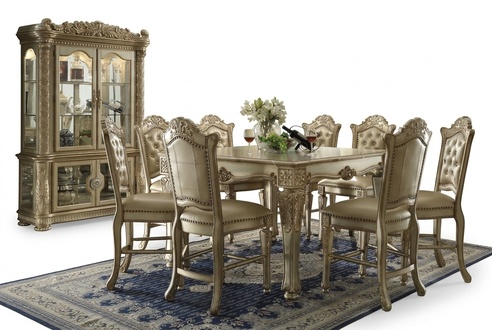 Komplett Set Esstisch + 8 Stühle Esszimmer Set Ess Gruppe Holz Tisch