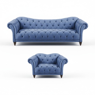 Komplett Wohnzimmer Modern Sofa Dreisitze Couch Blau Einrichtung Sessel