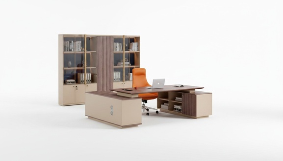 Komplette Bürotisch Schrank Büromöbel Holz Beige Ecke Schreibtisch Set