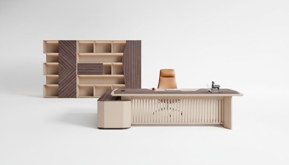 Komplette Bürotisch Schrank Büromöbel Holz Beige Ecke Schreibtisch Set