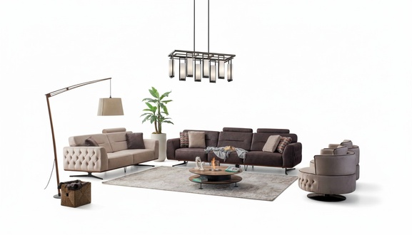 Komplette Couchgarnitur Sofagarnitur Sofa Kunstleder Braun Weiß 4tlg