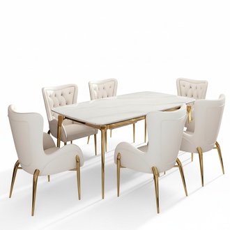 Komplette Esszimmer Garnitur Tisch 6x Lehnstuhl Stühle Luxus Essgruppe
