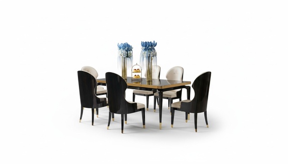 Komplette Esszimmer Garnitur Tisch 6x Lehnstuhl Stühle Luxus Essgruppe