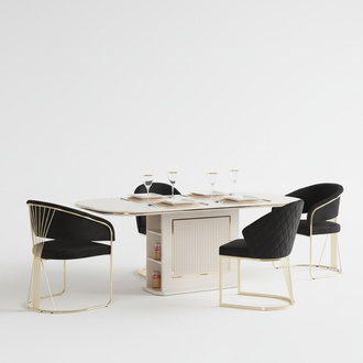 Komplette Esszimmer Luxus Essgruppe Esstisch Stühle 5tlg Beige Essecke