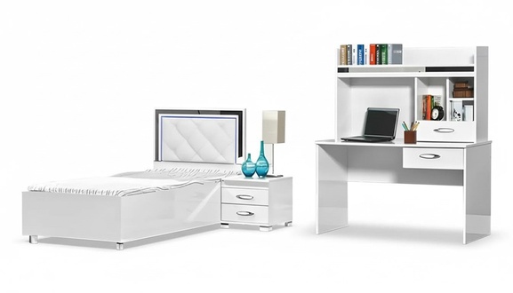 Komplette Schlafzimmermöbel Kinderzimmer Bett Schreibtisch Weiß Jugendzimmer