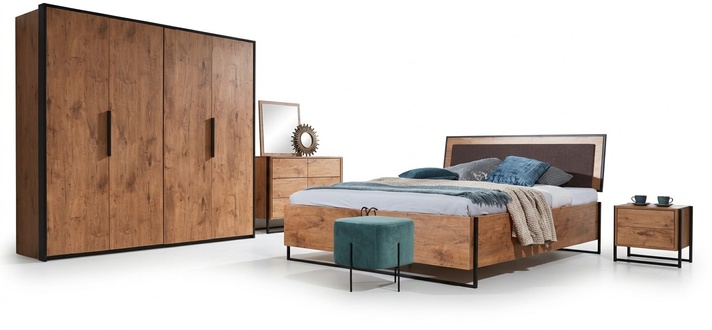 Komplettes Schlafzimmer Set Betten Kleiderschrank Bett Kommode Nachttisch