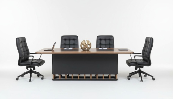 Konferenztisch Bürotisch Besprechungstisch+4x Stühle Konferenzmöbel 250 cm Neu