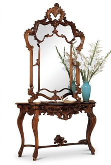 Konsole + Spiegel Designer Konsolentisch Holz Set 2 tlg.