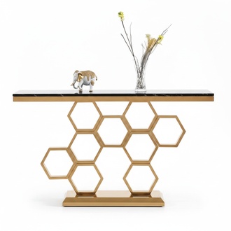 Konsolentisch Edelstahl Gold Wohnzimmer Möbel Konsolen 140cm Neu