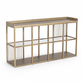 Konsolentisch Regal Offene Kommode 140x80cm Schrank Metall Glas